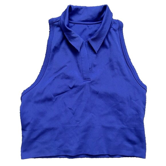 NWOT Athleta Aurora Seamless Crop Polo Tank Collared Ribbed Sleeveless Large - Picture 1 of 8
